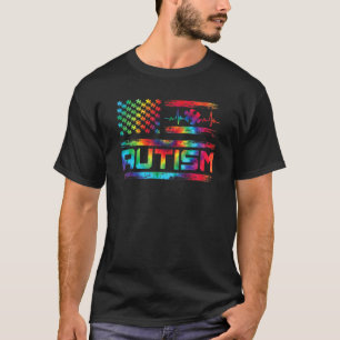 American Flag Tie Dye Autism Patriotic 4th Of Jul T-Shirt