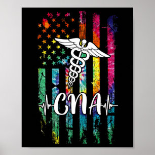American Flag Tie Dye Cna Costume Nurse Day Nursin Poster