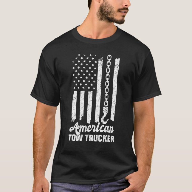 American Flag Tow Trucker T-Shirt (Front)