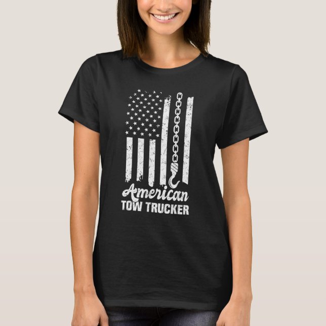 American Flag Tow Trucker T-Shirt (Front)