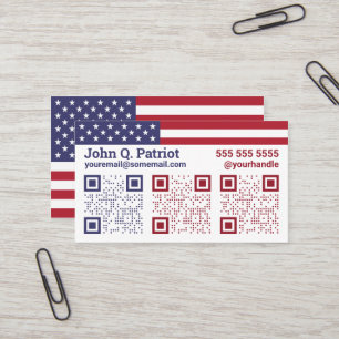 American Flag Triple QR Code Business Card