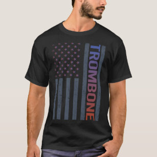 American Flag Trombone Trombonist T-Shirt