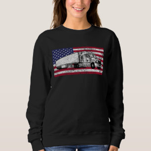 American Flag Truck Driver Distressed Big Rig Sweatshirt