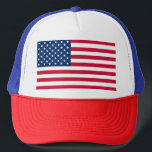 American Flag Trucker Hat USA Patriotic<br><div class="desc">USA Flag Hats - United States of America - Flag - Patriotic - Independence Day - July 4th - Customizable - Choose / Add Your Unique Text / Color / Image - Make Your Special Caps Gift - Resize and move or remove and add elements / image with customization tool....</div>