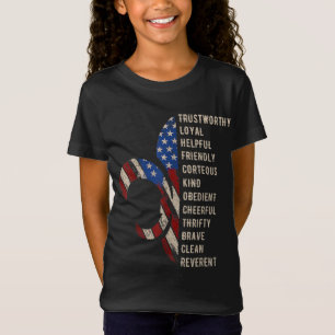 American Flag Trustworthy Helpful Friendly Courteo T-Shirt