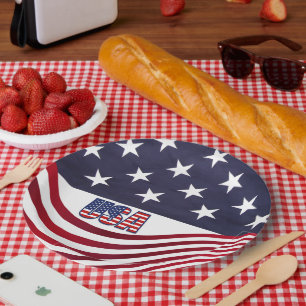 American Flag U.S.A. July 4th Independence Day Paper Plate