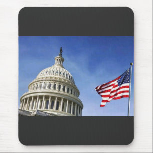 American Flag & U.S. Capitol Patriotic USA Pride Mouse Pad