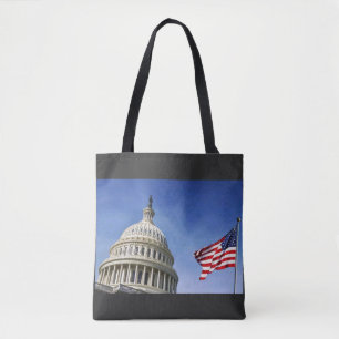American Flag & U.S. Capitol Patriotic USA Pride Tote Bag