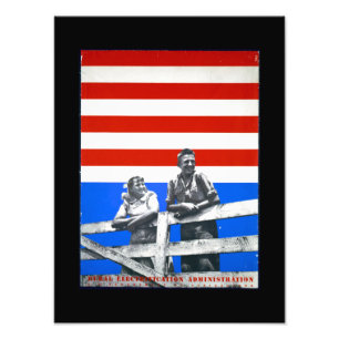 American Flag Unedited Vintage Photos USA Old Aest Photo Print