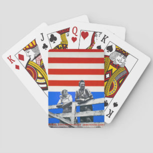 American Flag Unedited Vintage Photos USA Old Aest Playing Cards