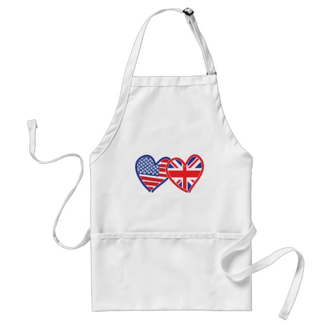American Flag/Union Jack Flag Hearts Standard Apron (Front)