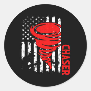 American Flag United States Tornado Storm Chaser O Classic Round Sticker