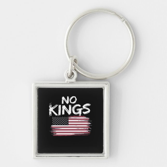 American Flag Upside Down Distress No Kings Long F Key Ring (Front)