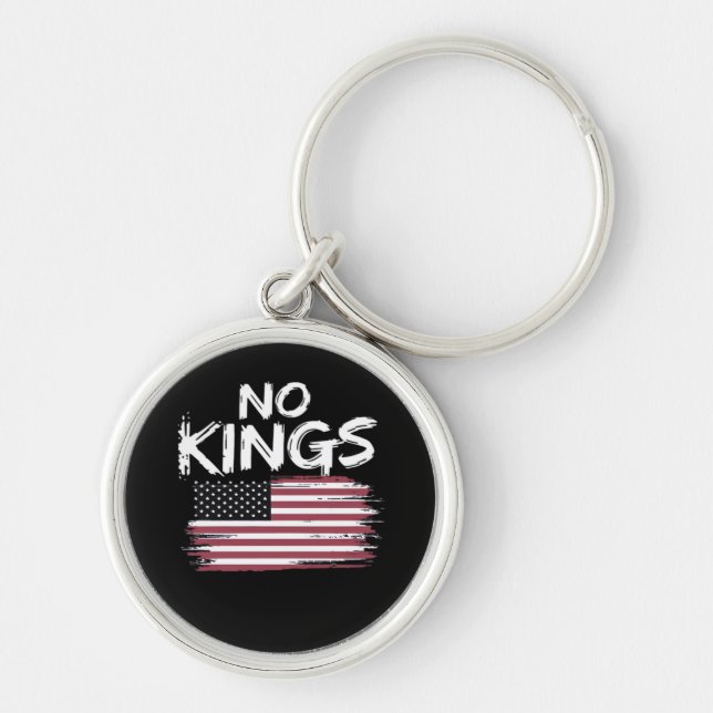 American Flag Upside Down Distress No Kings Long F Key Ring (Front)