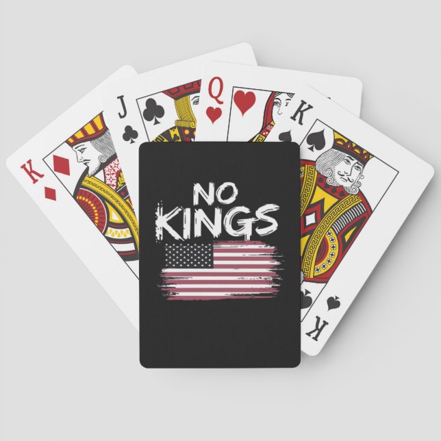 American Flag Upside Down Distress No Kings Long F Playing Cards (Back)