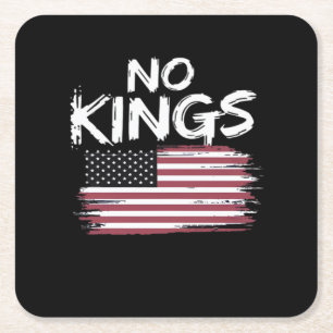 American Flag Upside Down Distress No Kings Long F Square Paper Coaster