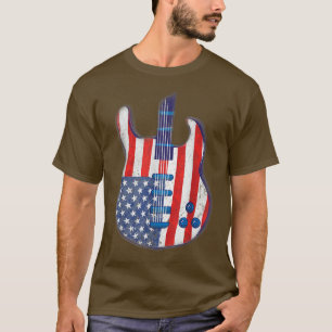 American Flag US Flag Guitar 4th Of July Patriotic T-Shirt