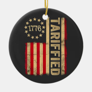American Flag USA 1776 American Tarrifs Ceramic Tree Decoration
