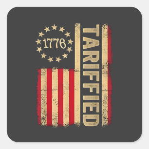 American Flag USA 1776 American Tarrifs Square Sticker