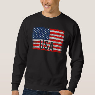 American Flag USA 4th of July Independence Day Pat Sweatshirt