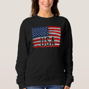 American Flag USA 4th of July Independence Day Pat Sweatshirt