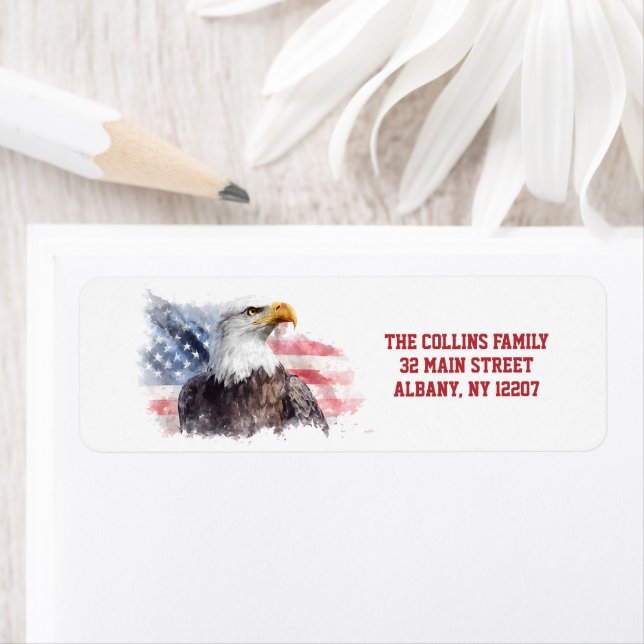 American Flag USA 4th of July Return Address (Insitu)