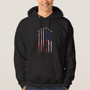 American Flag Usa Aeroplane Jet Fighter 4th Of Jul Hoodie