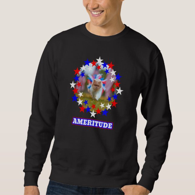 American Flag Usa Awesome Cat Attitude Sweatshirt (Front)
