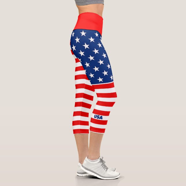 American Flag Usa Capri Leggings (Right)