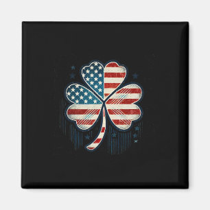 American Flag Usa Clover St Patricks Day Magnet