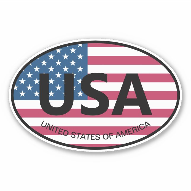 American flag USA country code oval vinyl car (Front)
