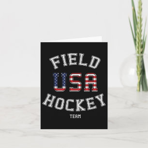 American Flag Usa Field Hockey Player Gift T-shirt Card