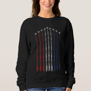 American Flag USA Fighter Jet Con Trail Sweatshirt