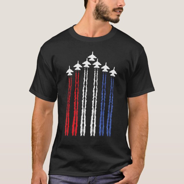 American Flag USA Fighter jets for 4th of July T-Shirt (Front)