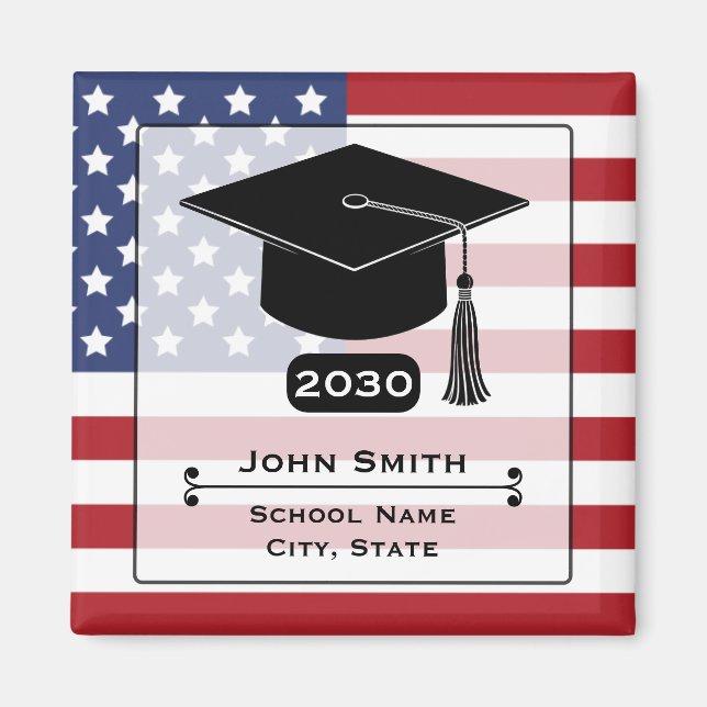 American Flag USA Graduation Year  Magnet (Front)
