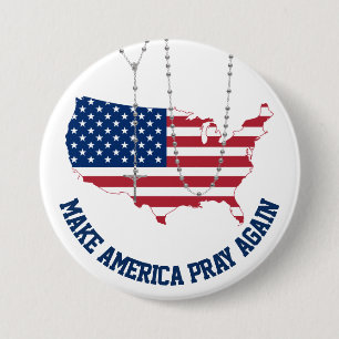 American Flag USA Holy Rosary 7.5 Cm Round Badge