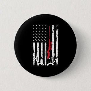 American Flag USA Hunter Hunt Fun Hunting Apparel  6 Cm Round Badge