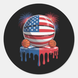 American Flag Usa Ice Cream Drip Game Sketll Drip Classic Round Sticker