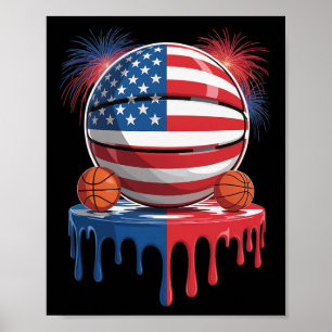 American Flag Usa Ice Cream Drip Game Sketll Drip Poster