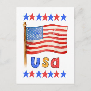 American Flag USA Independence Day Postcard
