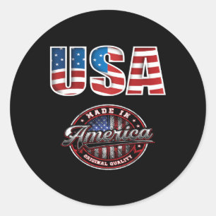 American Flag Usa Independence Day Shirt Women Men Classic Round Sticker
