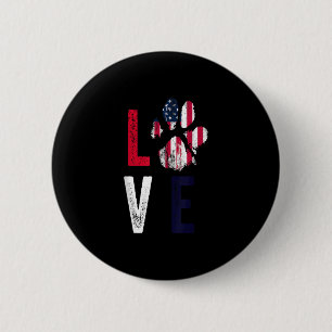 American Flag Usa Love Dog Paw Patriotic 4th Of Ju 6 Cm Round Badge