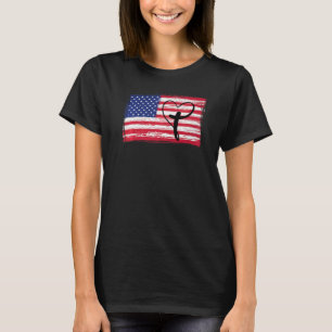 American Flag Usa Love Jesus Heart Christian Faith T-Shirt