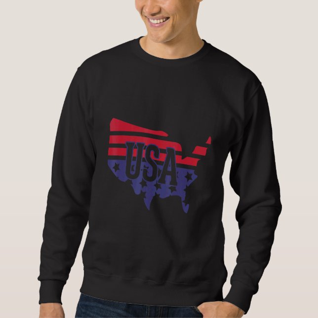 American Flag Usa Map Sweatshirt (Front)