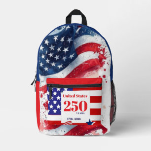 American Flag USA Patriotic 250th Celebration Printed Backpack