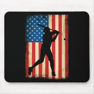 American Flag Usa Patriotic Baseball Lover 4th Of  Mouse Pad