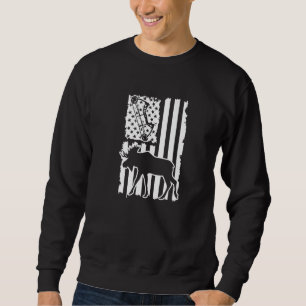 American Flag USA Patriotic Moose Hunting Deer Elk Sweatshirt