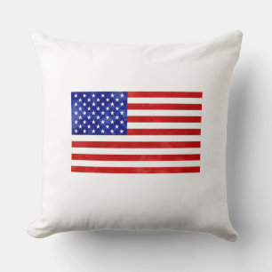 American Flag USA Patriotic Pillow Watercolor