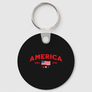 American Flag USA United States of America Est Key Ring