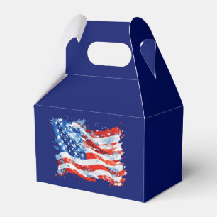 American Flag USA Watercolor 4th of July Favour Box